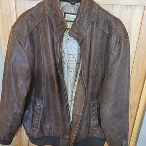 Top Grade Brown Leather, XL, Mens Jacket By Jos.A. Bank
